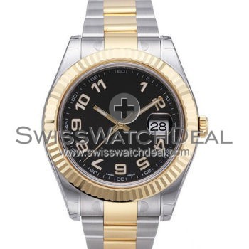 SWISS DATEJUST II STYLE 2-TONE BLACK ARABIC 41MM