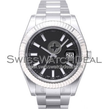 SWISS DATEJUST II STYLE STEEL BLACK 41MM