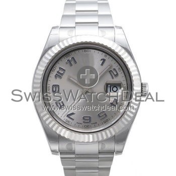 SWISS DATEJUST II STYLE STEEL SILVER ARABIC 41MM
