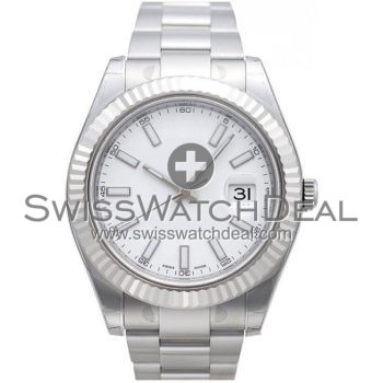 SWISS DATEJUST II STYLE STEEL WHITE 41MM