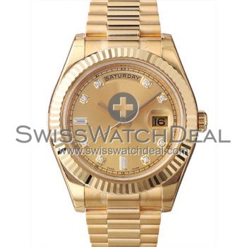 SWISS DAY-DATE II STYLE GOLD DIAMONDS GOLD 41MM