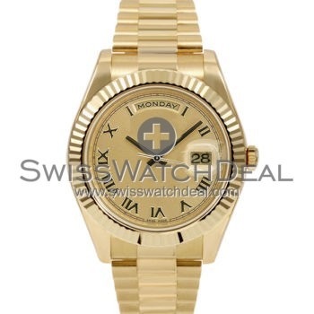 SWISS DAY-DATE II STYLE GOLD ROMAN GOLD 41MM