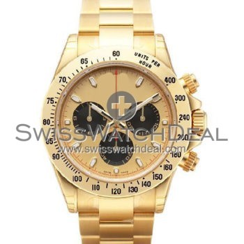 SWISS DAYTONA STYLE YELLOW GOLD GOLD BLACK 40MM