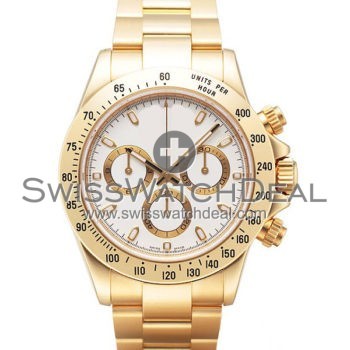 SWISS DAYTONA STYLE YELLOW GOLD WHITE 40MM