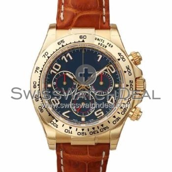 SWISS DAYTONA STYLE LEATHER YELLOW GOLD BLUE ARABIC 40MM
