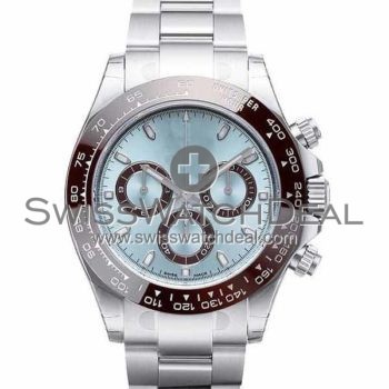 SWISS DAYTONA STYLE PLATINUM ICE BLUE 40MM