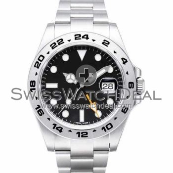 SWISS EXPLORER II STYLE STEEL BLACK 40MM