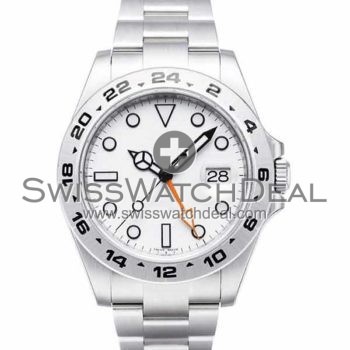 SWISS EXPLORER II STYLE STEEL WHITE 40MM
