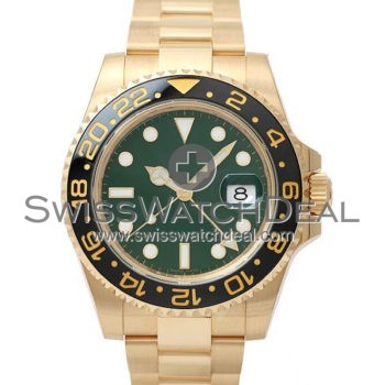 SWISS GMT MASTER II STYLE YELLOW GOLD  CERAMIC 40MM