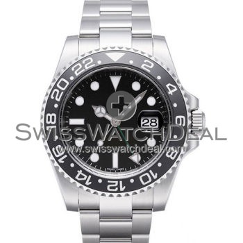 SWISS GMT MASTER II STYLE STEEL BLACK 40MM
