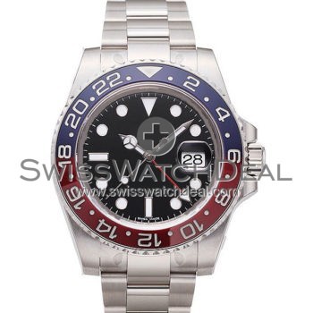 SWISS GMT MASTER II STYLE STEEL BLUE RED 40MM