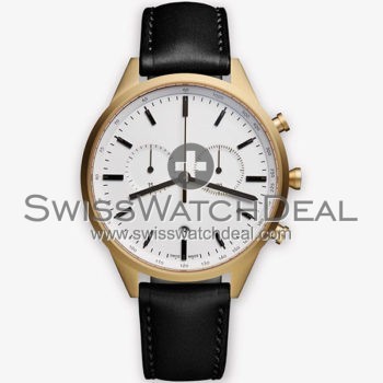 Yellow Gold White Black Leather