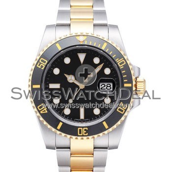 SWISS SUBMARINER STYLE 2-TONE BLACK CERAMIC 40MM