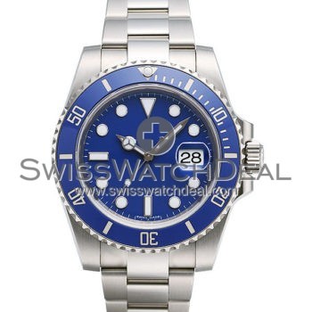 SWISS SUBMARINER STYLE STEEL BLUE CERAMIC 40MM