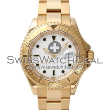 SWISS YACHT-MASTER STYLE YELLOW GOLD WHITE 40MM